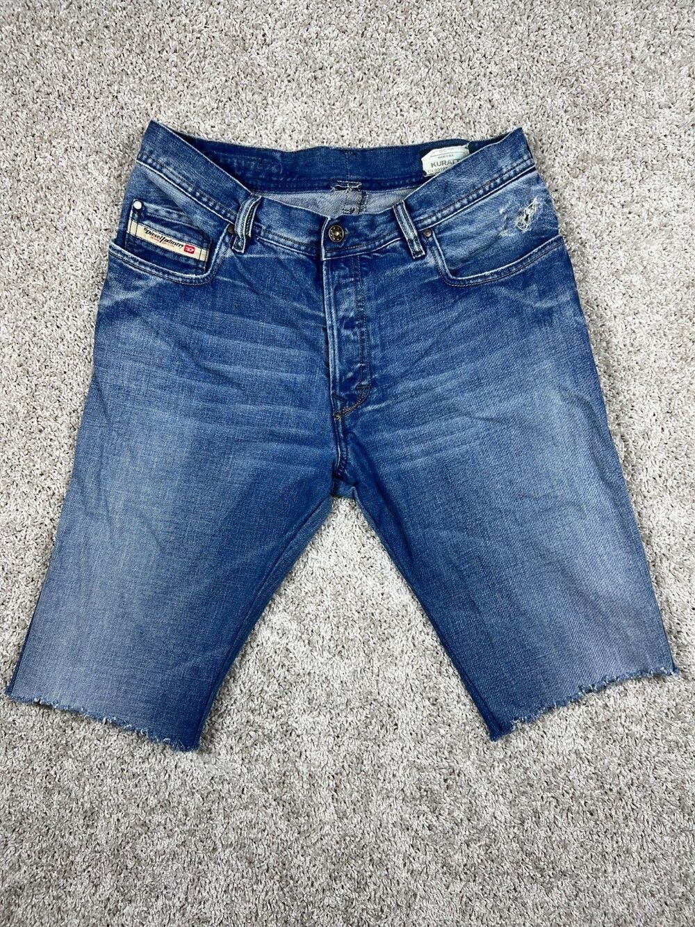 Diesel Kuratt Cutoff Denim Shorts Men's Size 32 Distressed Blue Y2K